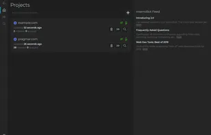 Projects view with information feed to right.