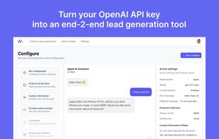 Turn your OpenAI API key into an end-2-end lead generation tool by linking it to Mevo.

Use our bot builder UI for training your bot.