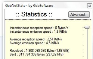 Overview of the simple network traffic statistics pop-up