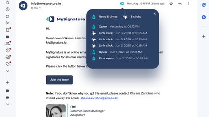 MySignature email tracker