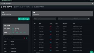 Dashboard: your exchanges, bots & trades