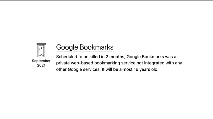 Google Bookmarks is being discontinued September 30th, 2021