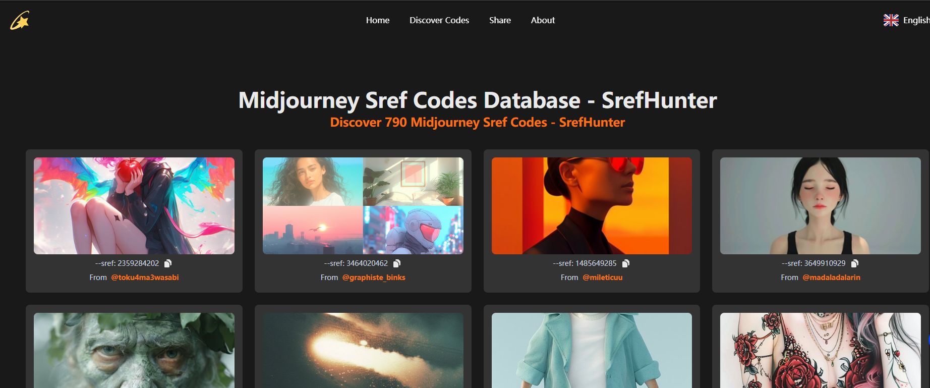 SrefHunter Has been created to collect and catalog Midjourney sref