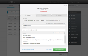 Invoice Reminders Window