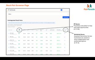 Stock pair screener page