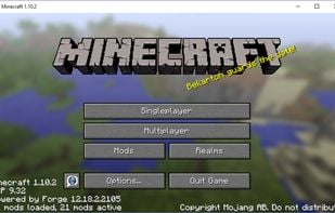 Screenshot of Minecraft 1.10.2 with Forge installed and 21 mods loaded/active.

From https://minecraft.gamepedia.com/Mods/Forge