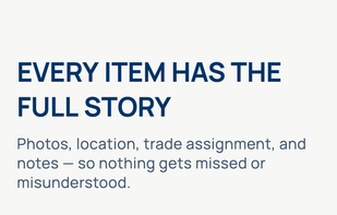 Every punch item includes photos, location, and trade assignment.