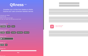 The main UI : customization of your widget and then copy of the code.