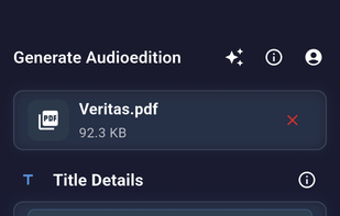 The Screen in which users can generate own audiobooks, text-to-speech content