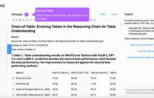 Extract tables automatically, and display on the Genpage.