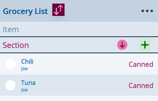 Phone view of lists.