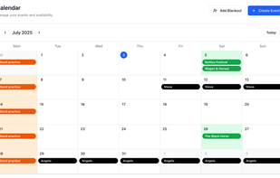Shared calendar to manage member blackout dates and bookings