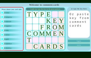 a comment card type website example big screen
