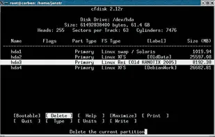 GNU fdisk screenshot 1