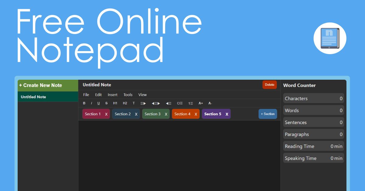 OnlineNotepad: A notepad for free, with a simple design, no sign-up ...