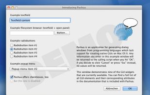 An example Pashua dialog on Mac OS X 10.7