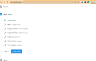 Web app: action select