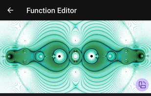 A screenshot of FractalPane's function editor showing a gradient being applied.