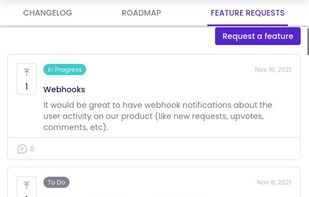 Feature requests submitted from and visible directly in the widget 