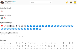 Website - searching for "arrow"