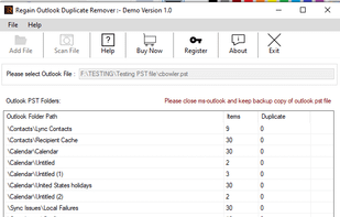 Regain Outlook Duplicate Remover Software screenshot 1