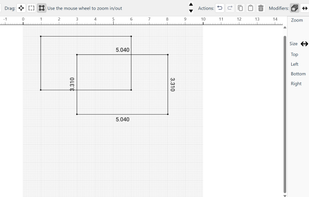 Main view of application, showing tool bar, canvas and object properties.