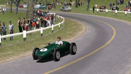 Driving a 1950's F1 car on a carefully rendered 40 mile long Italian road course