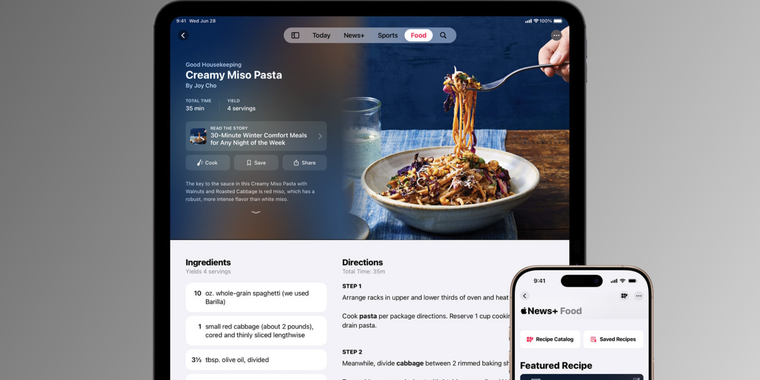 Apple expands Apple News+ with new food section image