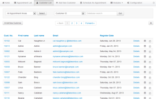 User list (admin backend)