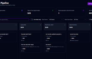 Pipeline management, with kanban and smart filtering