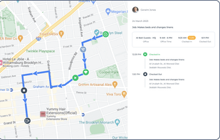 Route Tracking of employees via FieldServicely