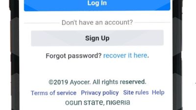 Ayocer welcome login screen