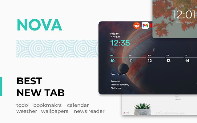 Nova New Tab: Best new tab browser extension with Bookmarks, Calendar ...