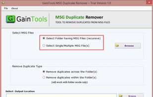 GainTools MSG Duplicate Remover screenshot 1