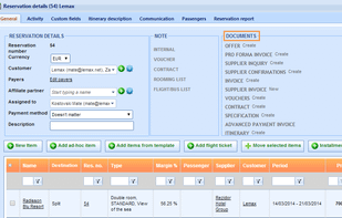 Reservation documents list. Creation is automated.