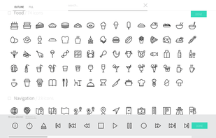 Choose from the library of icons grouped in categories and tagged