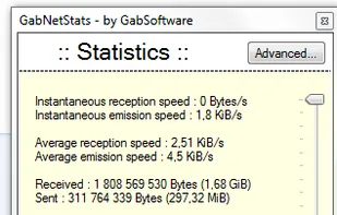 Overview of the simple network traffic statistics pop-up