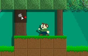 A player punching a tree.