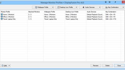 Manage Monitor Profiles Window
