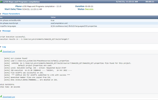 A log of a Build Phase step, in this example it show the "z/OS Maps and Programs compilation" Phase. Every step in the build process is clearly distinguishable from the others and has its own details and logs.