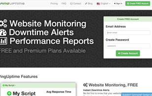 PingUptime home page