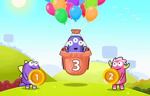 Balloon Safari: Take the little monsters on an adventurous ride up in the air. Use number bonds to help them.