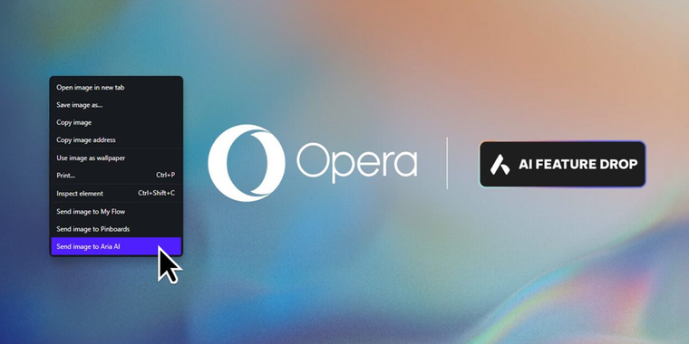 Opera's new shortcut: right-click to analyze images with Aria AI image