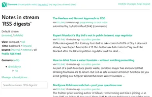 Kimonote supports importing notes from RSS feeds.