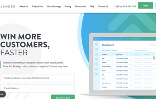 Homepage for LeadLander