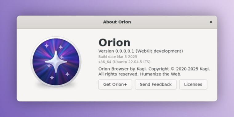 Kagi begins development of Orion Browser for Linux image