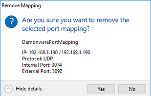 Remove port mapping.