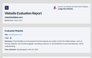 Website report (partial)