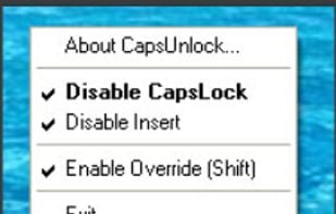 CapsUnlock menu.
Right-Click sys-tray icon to show this menu.