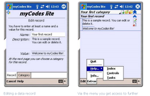 Editing a data record